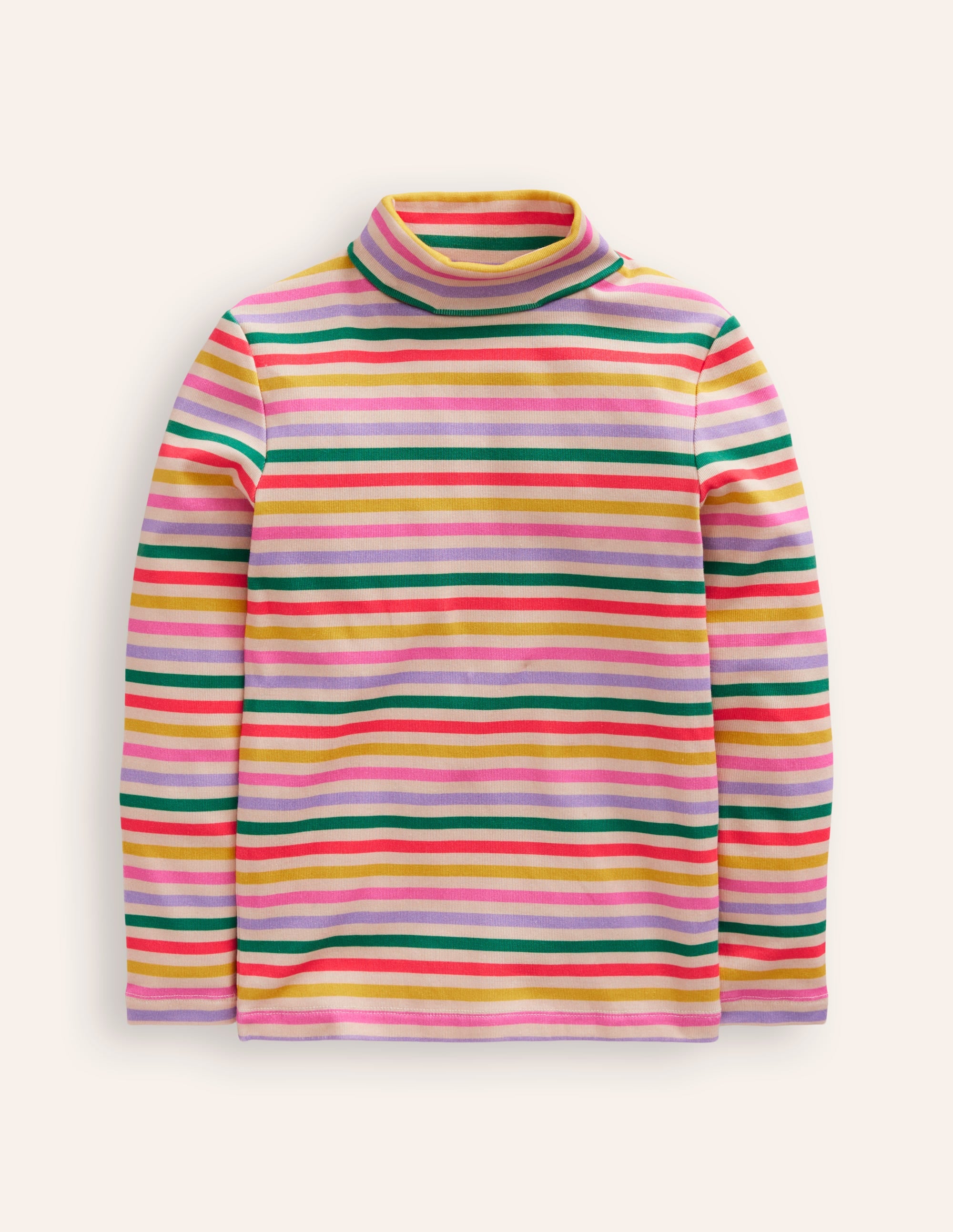 Super Soft Roll Neck Top-Multi Stripe - Image 1