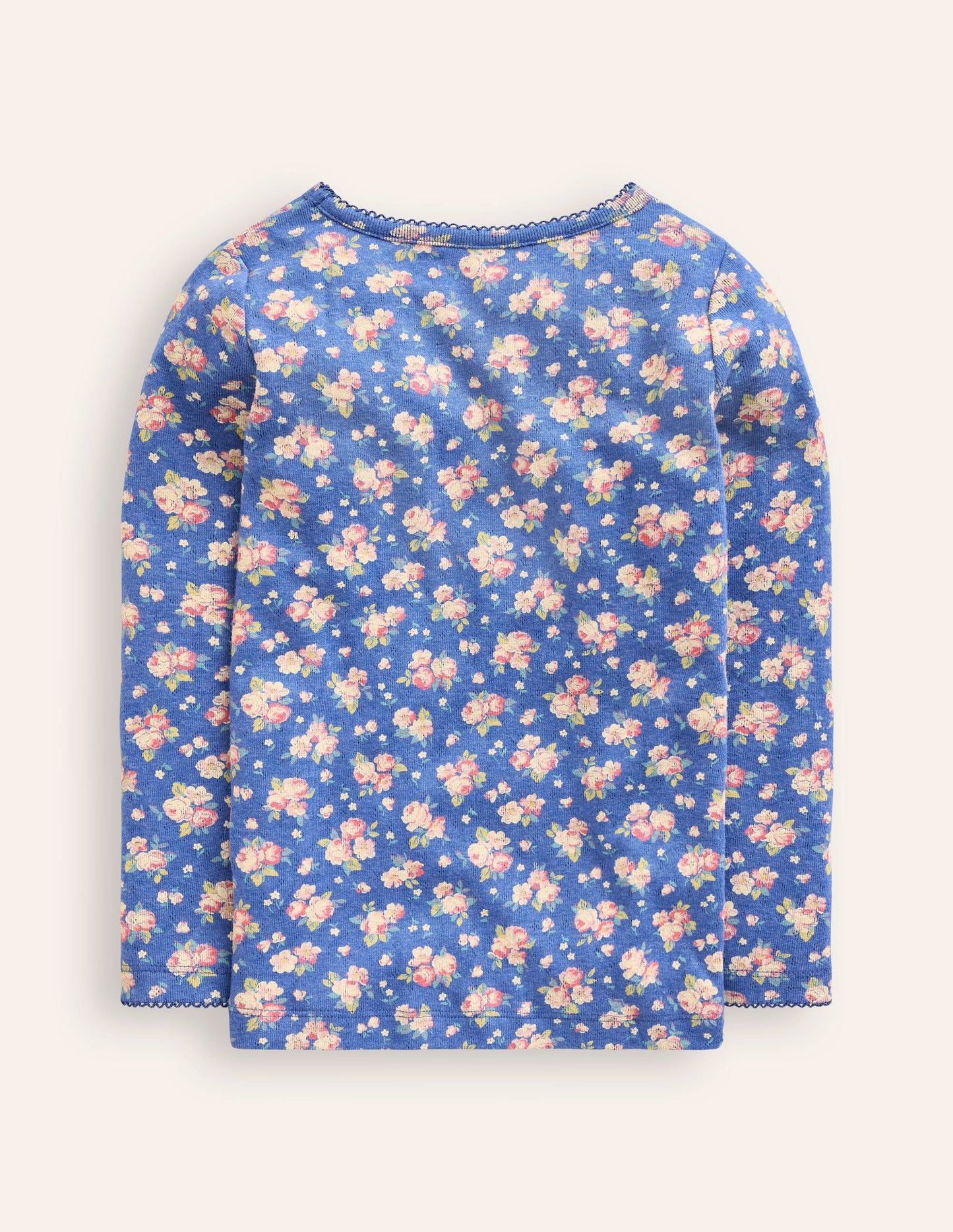 Long Sleeve Pointelle Top-Cherry Toile