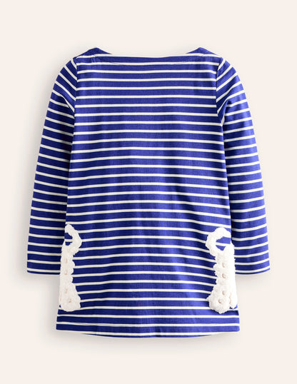 Long Sleeve Applique Tunic-Starboard Blue/ Ivory Dogs-2