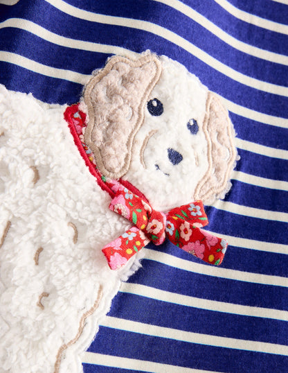 Long Sleeve Applique Tunic-Starboard Blue/ Ivory Dogs-3