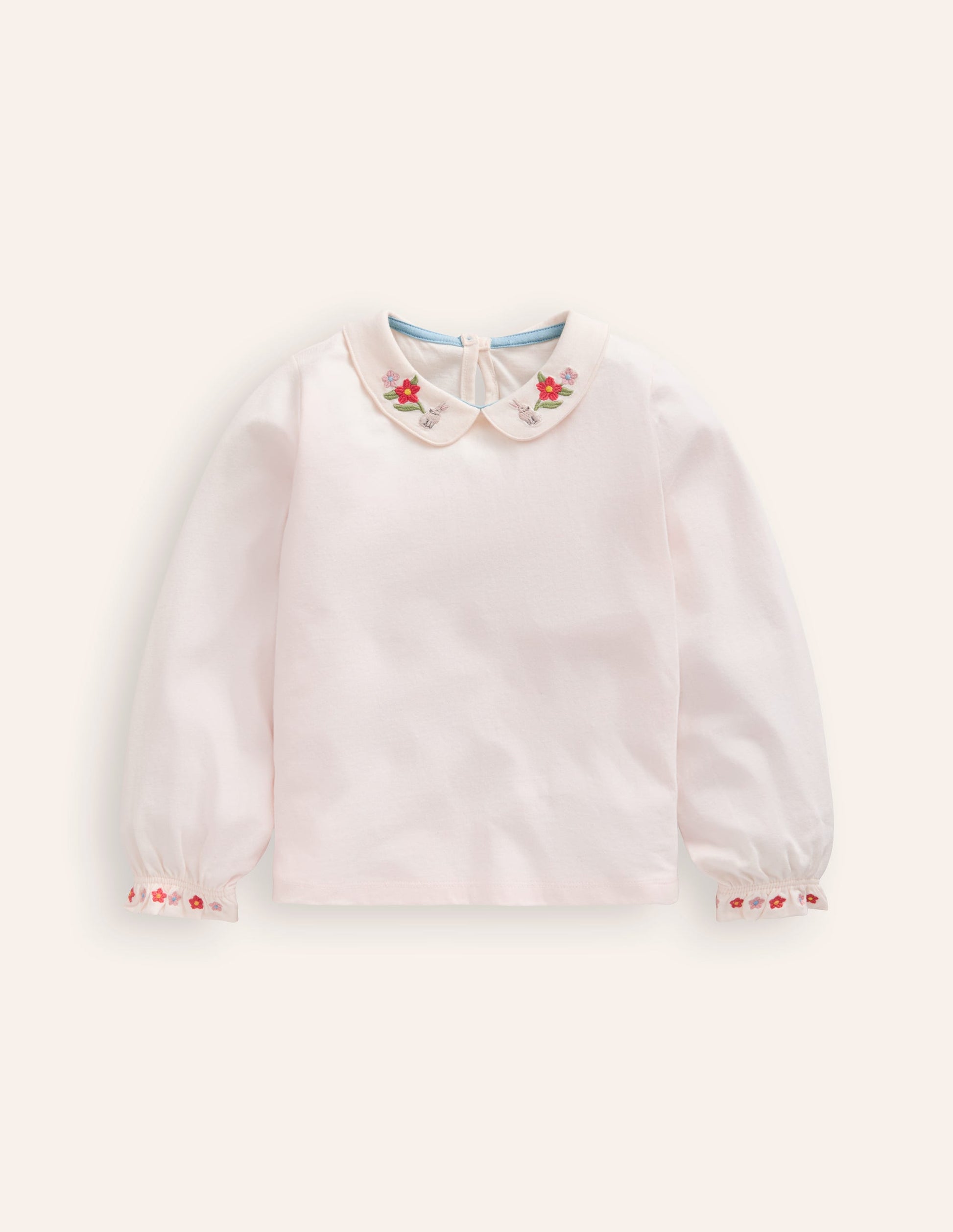 Collared Jersey Top-Ivory Embroidery-1