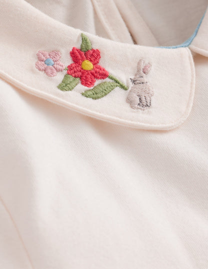 Collared Jersey Top-Ivory Embroidery-3