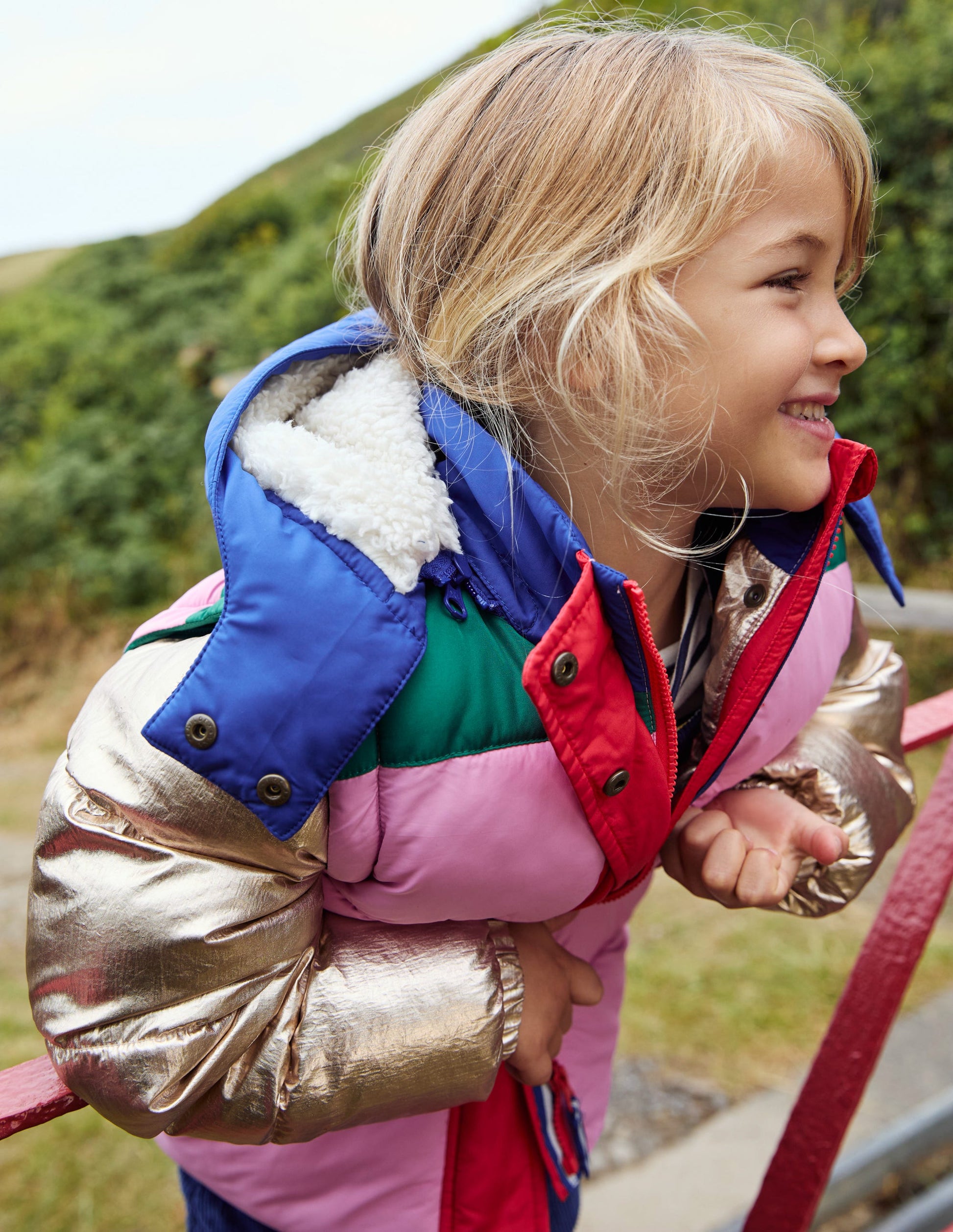 2-in-1 Padded Coat-Multi Metallic Colourblock-2