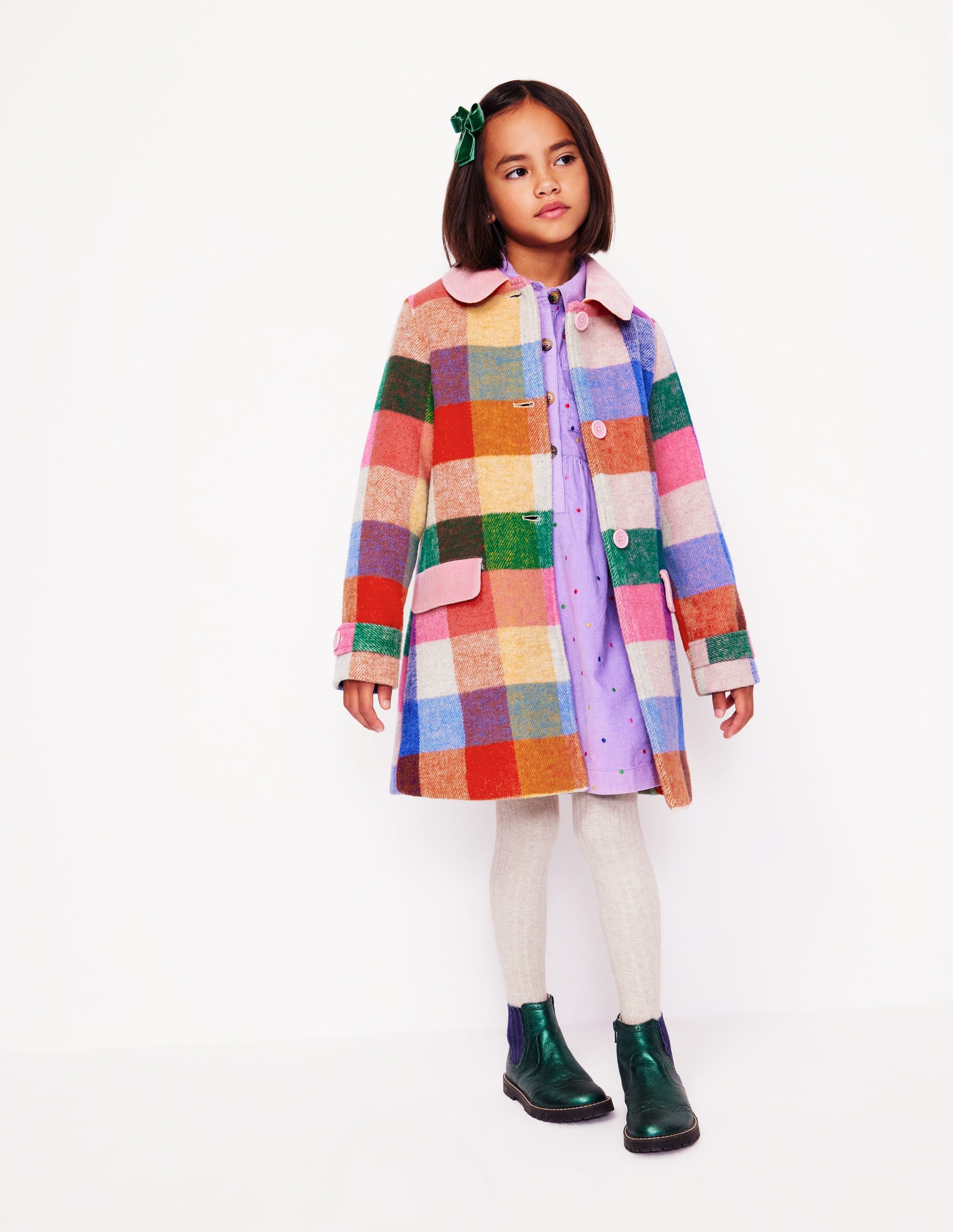 Wonderful Wool Blended Coat-Multi Gingham-1