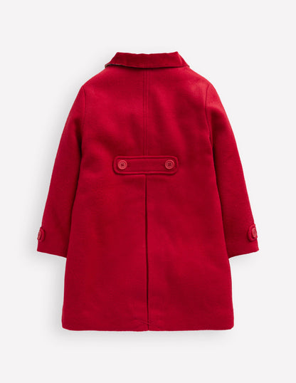 Wonderful Wool Blended Coat-Royal Red Embroidery