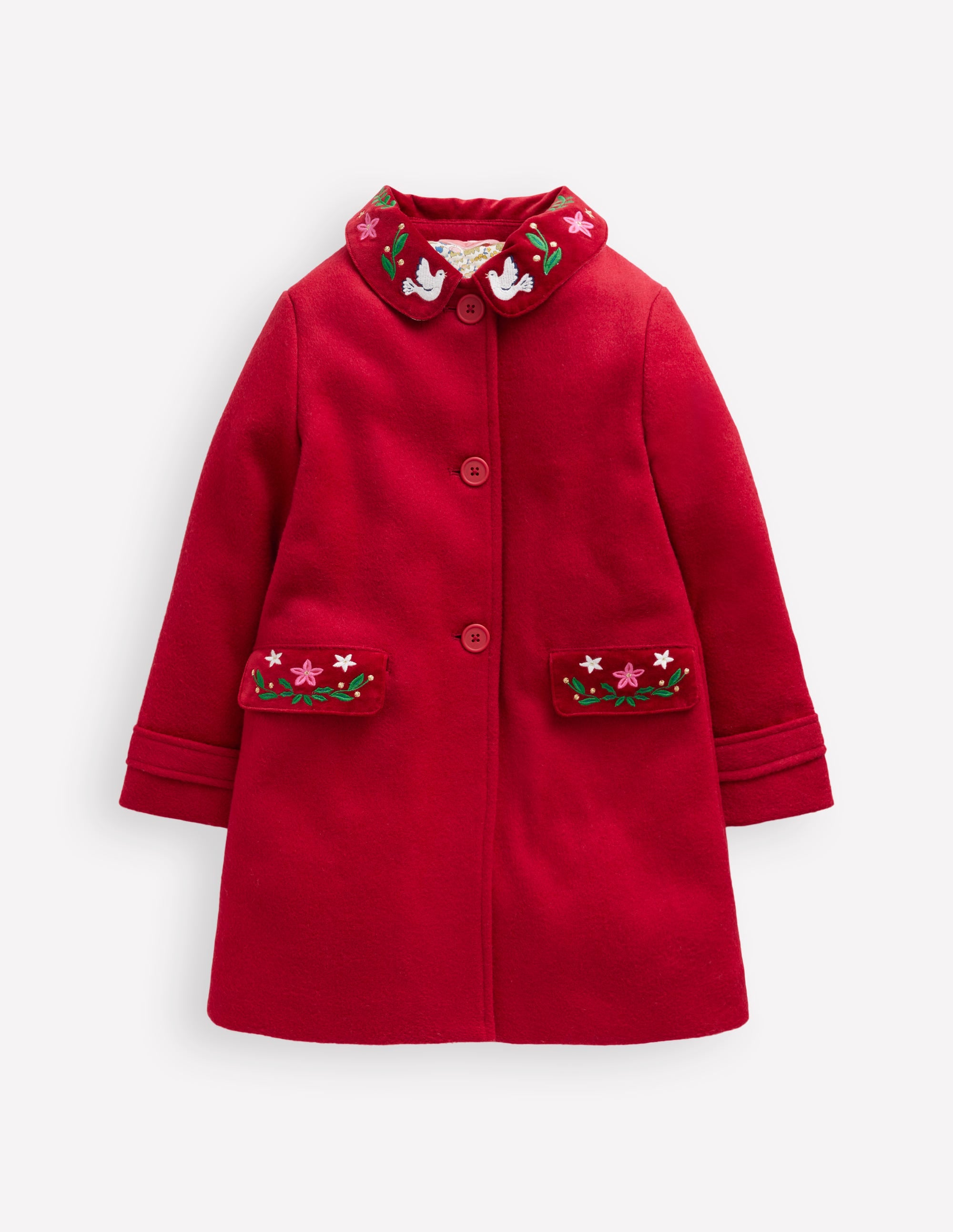 Wonderful Wool Blended Coat-Royal Red Embroidery - Image 6