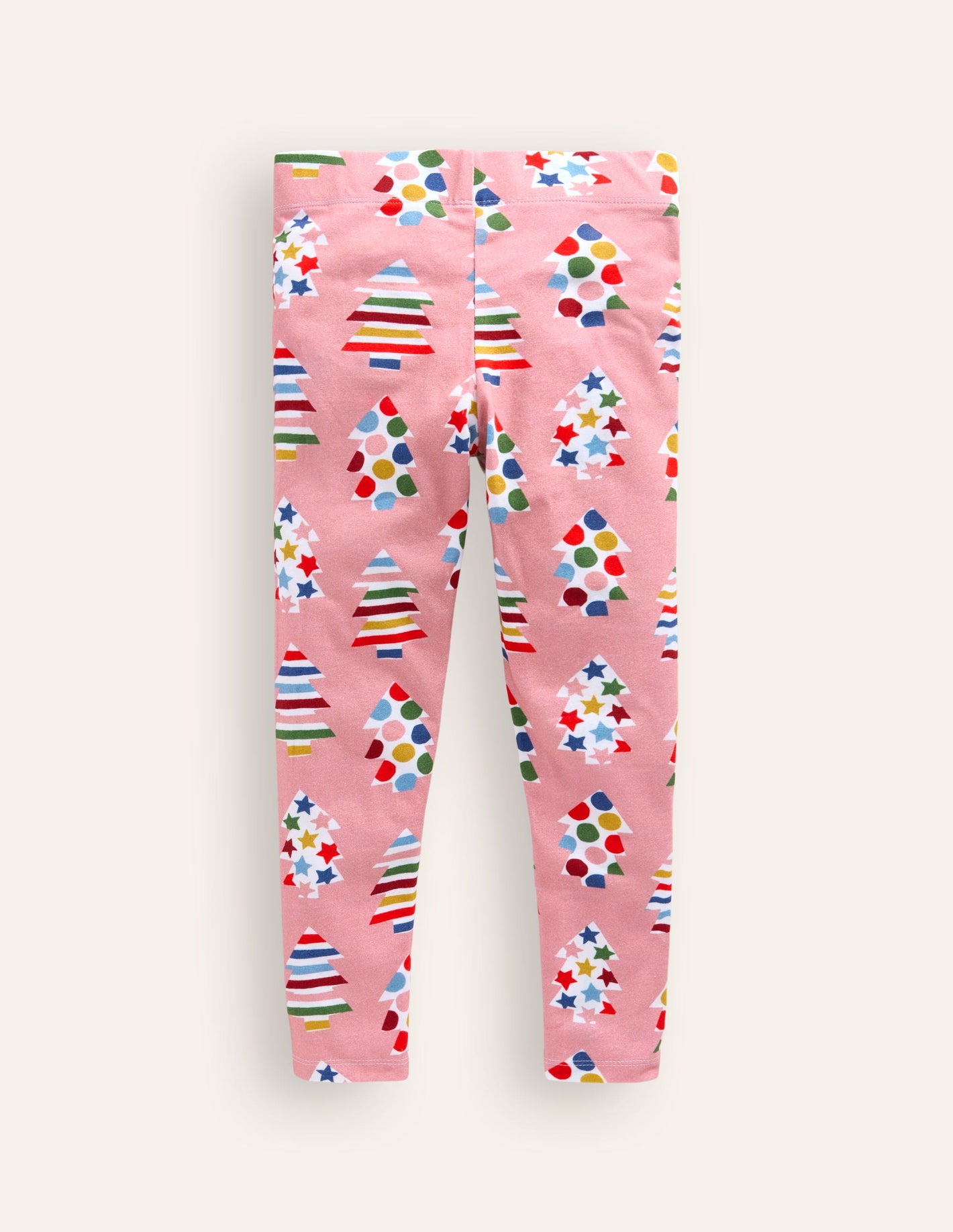 Fun Leggings-Vintage Pink Christmas Trees