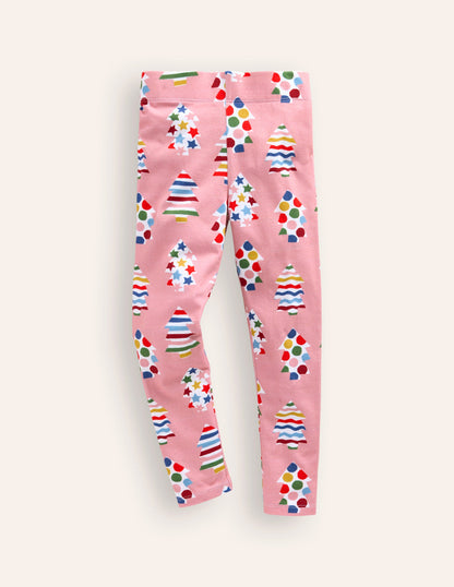 Fun Leggings -Vintage Pink Christmas Trees