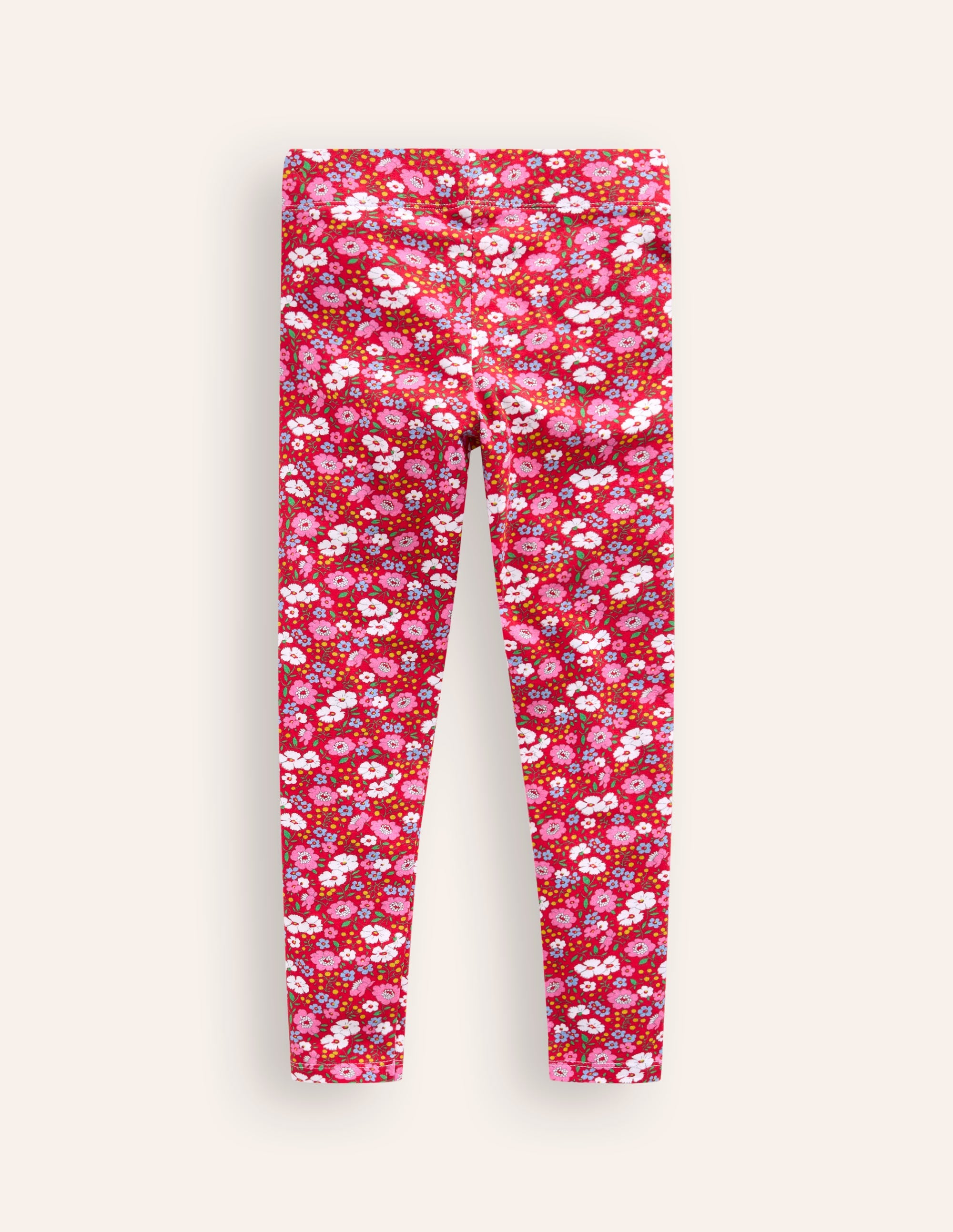 Everyday Fun Leggings-Brilliant Red Festive Flower - Image 2
