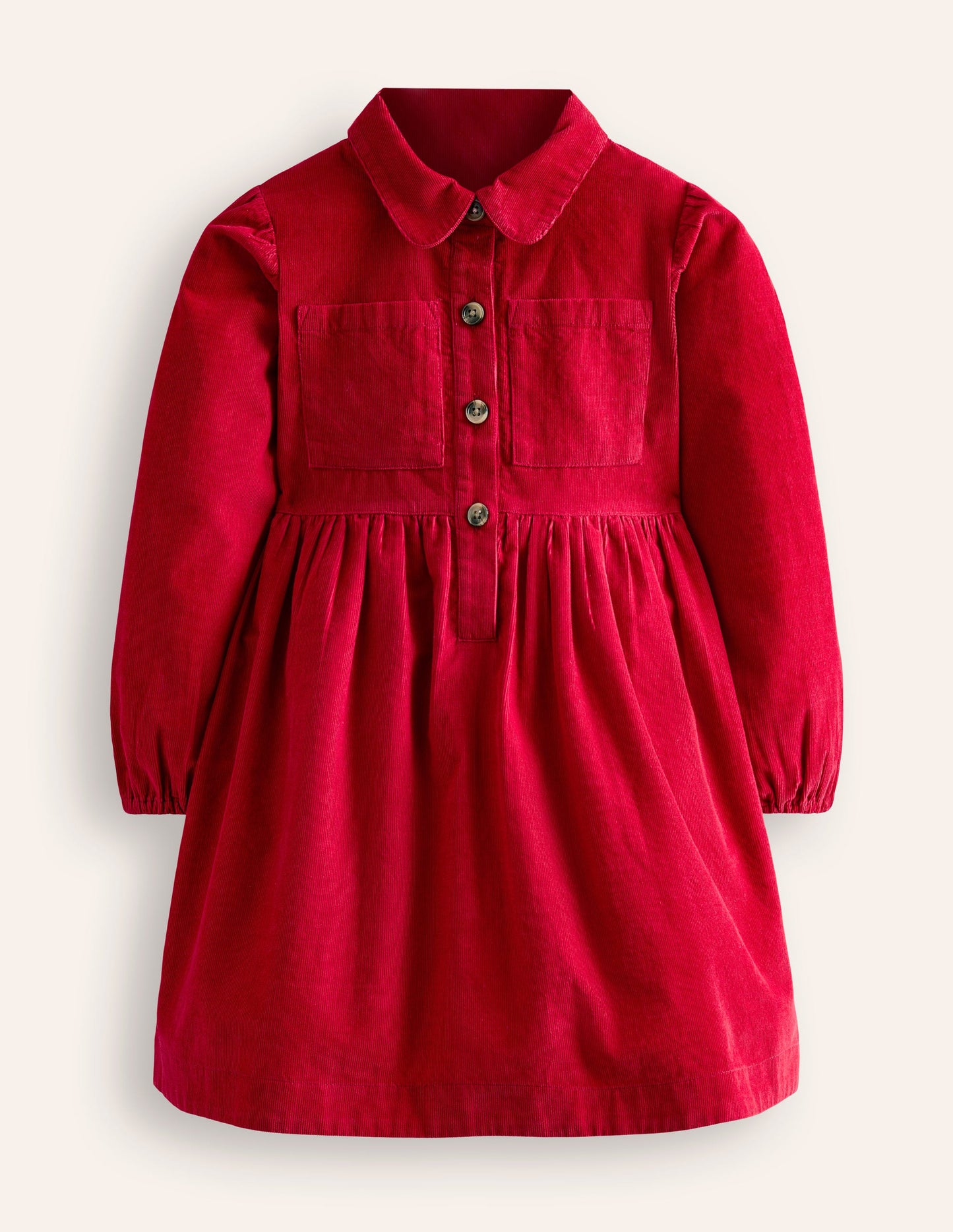 Aubrey Puff Sleeve Shirt Dress-Carmine Red