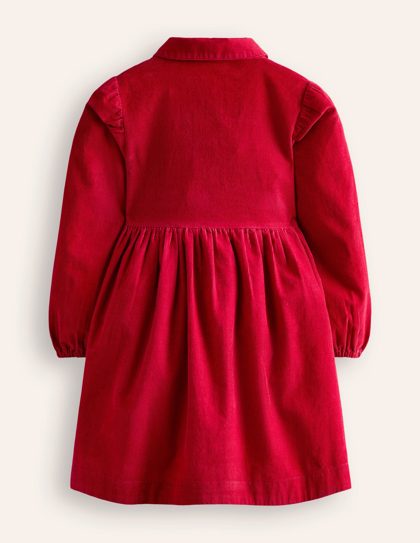 Aubrey Puff Sleeve Shirt Dress-Carmine Red