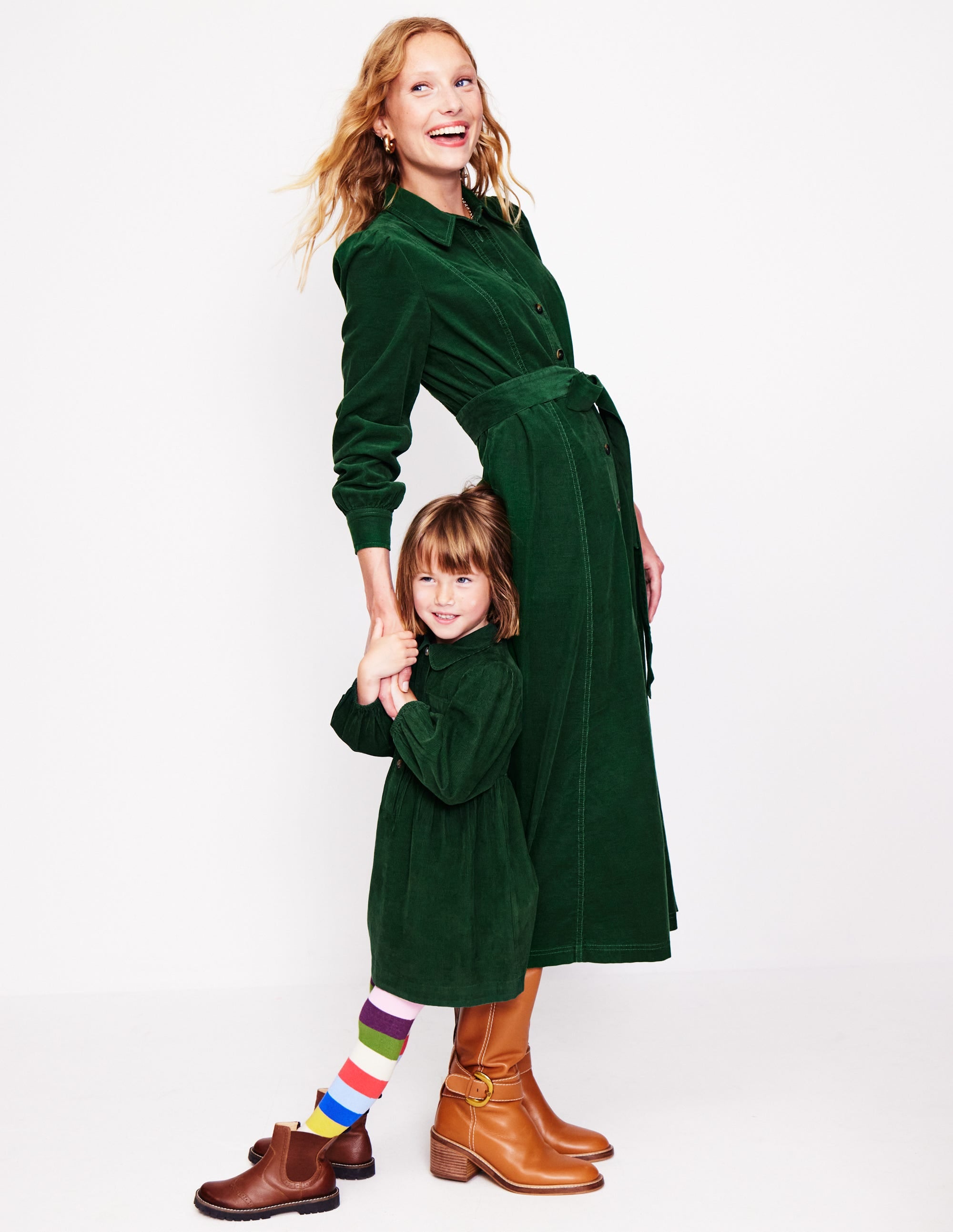 Puff Sleeve Shirt Dress-Pine Cord - Image 4
