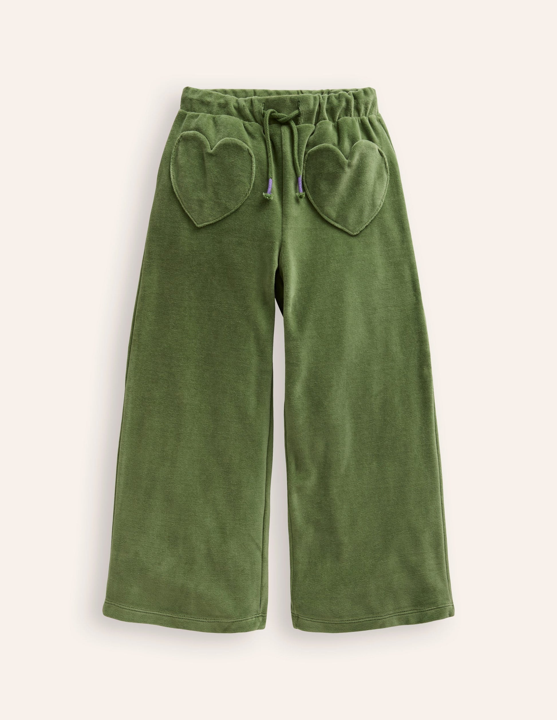 Heart Pocket Velour Jogger-Safari Green-1