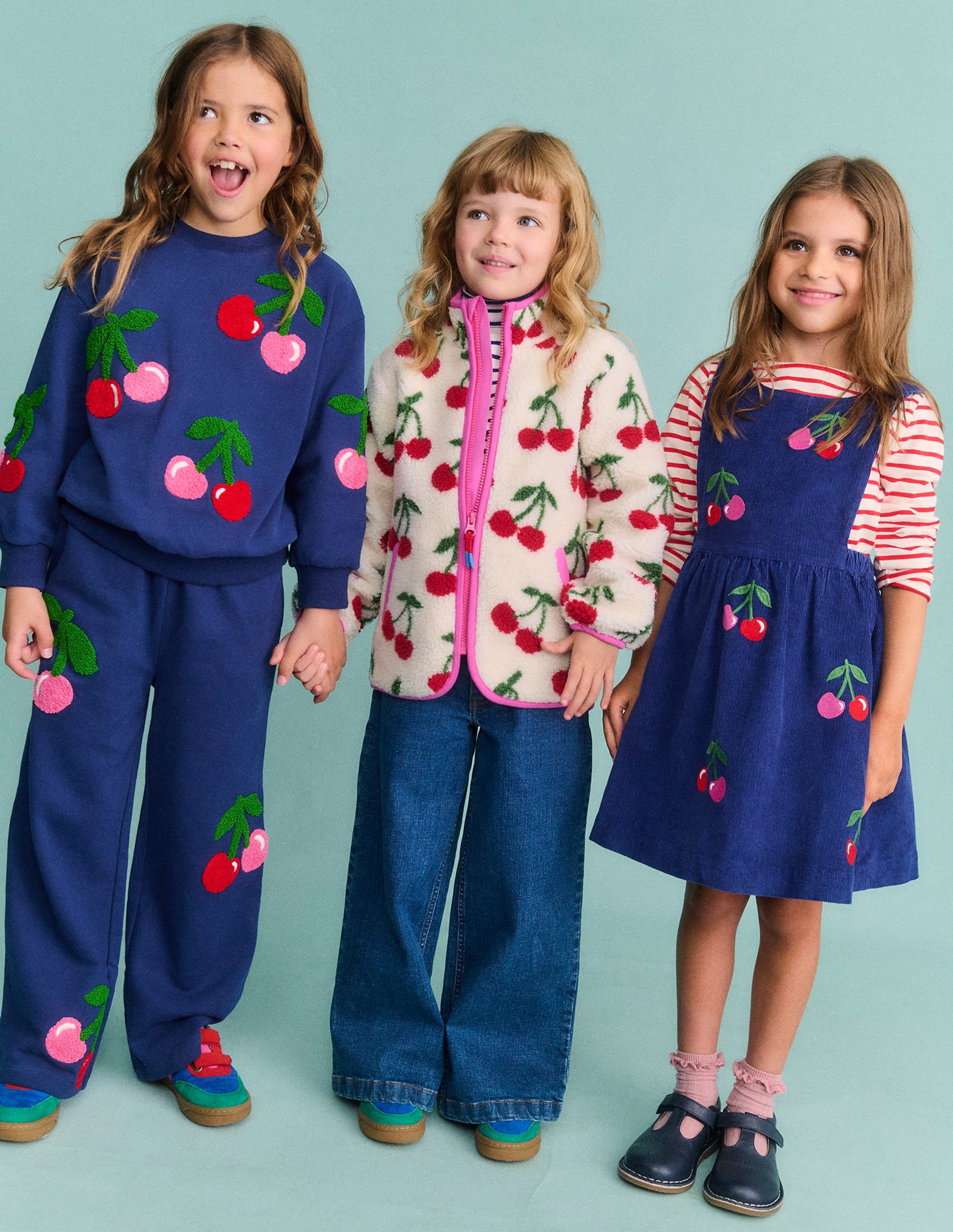 Lucilla Pinafore Dress-Starboard Blue Cherries - Image 5