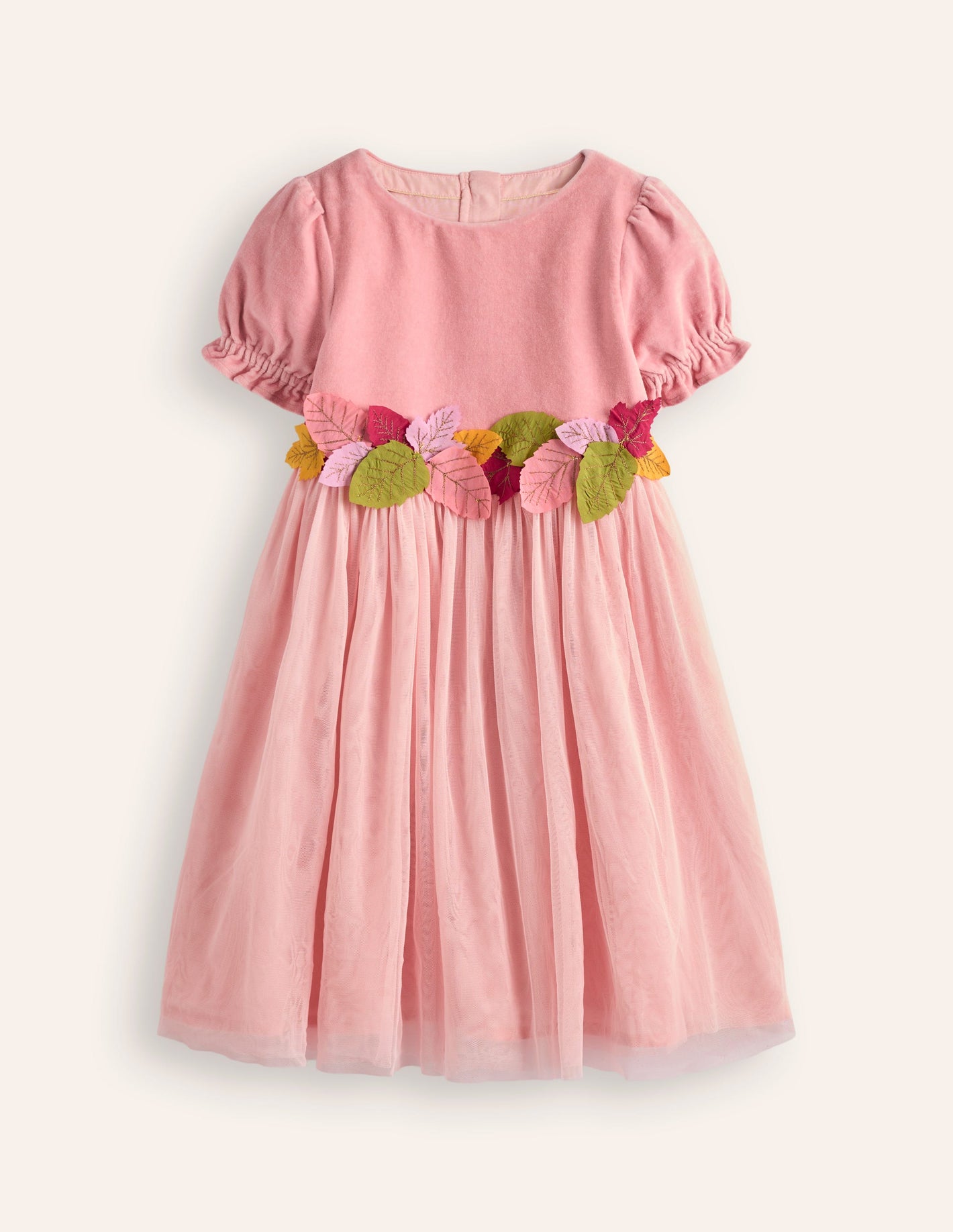 Ottilie Velvet Tulle Dress-Vintage Pink Autumn Leaves