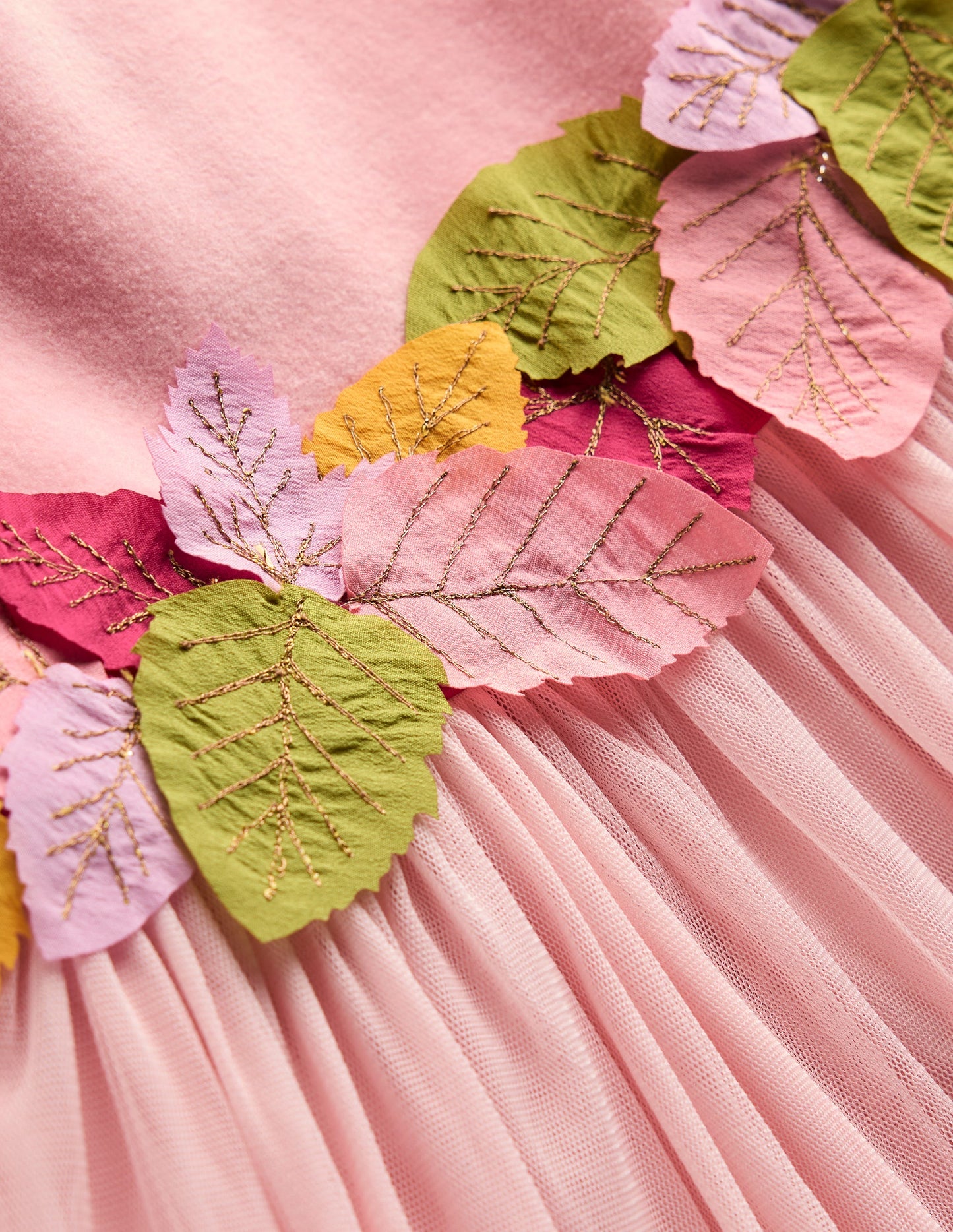 Ottilie Velvet Tulle Dress-Vintage Pink Autumn Leaves