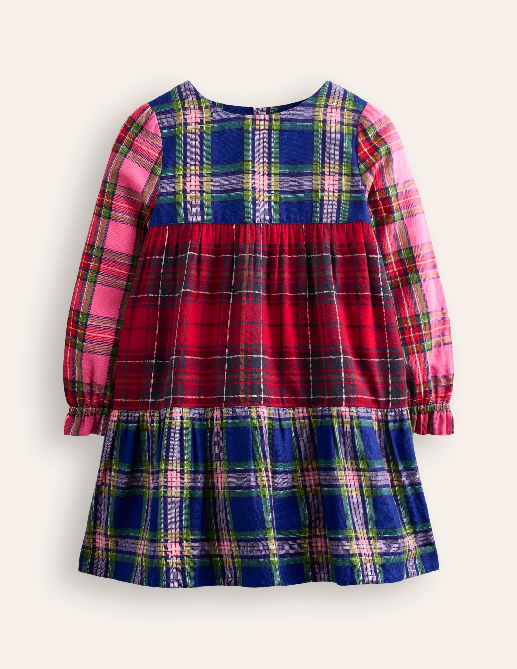 Betsy Tiered Twirly Dress-Tartan Hotchpotch - Image 1