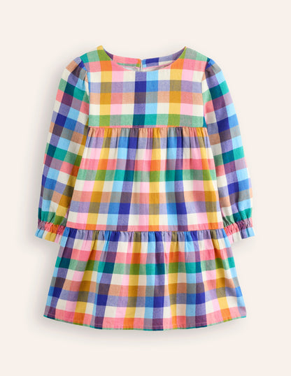 Betsy Tiered Twirly Dress-Multigingham