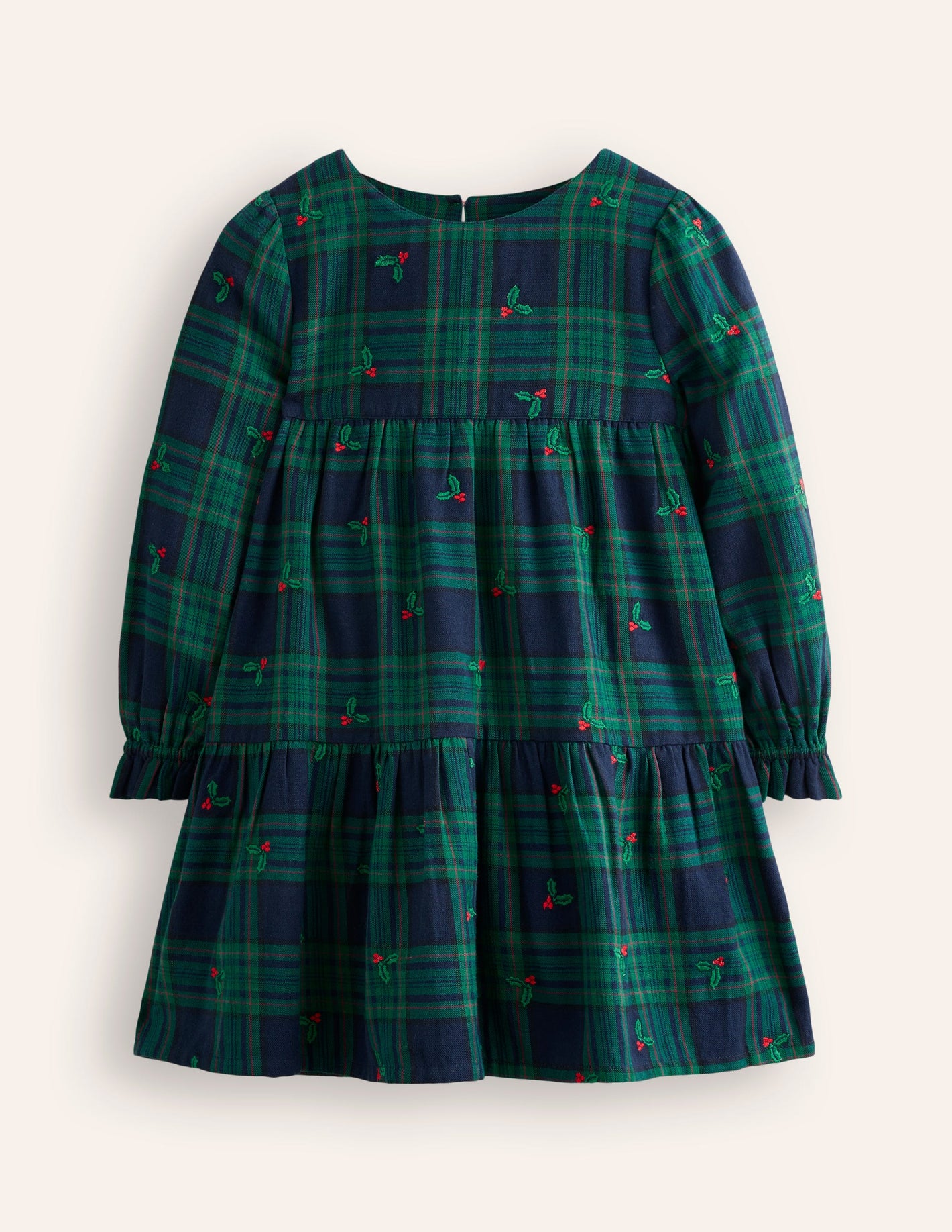 Betsy Tiered Twirly Dress-Blackwatch Check Holly