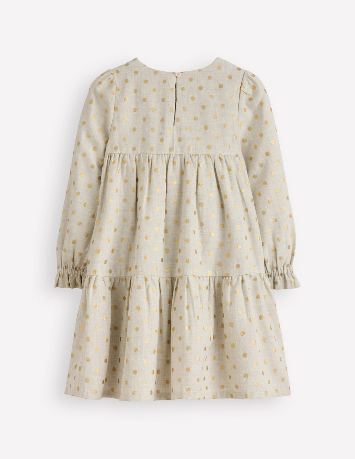 Betsy Tiered Twirly Dress-Oatmeal/Gold Spot - Image 2