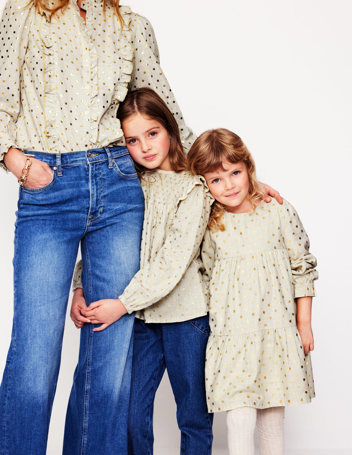 Betsy Tiered Twirly Dress-Oatmeal/Gold Spot - Image 4