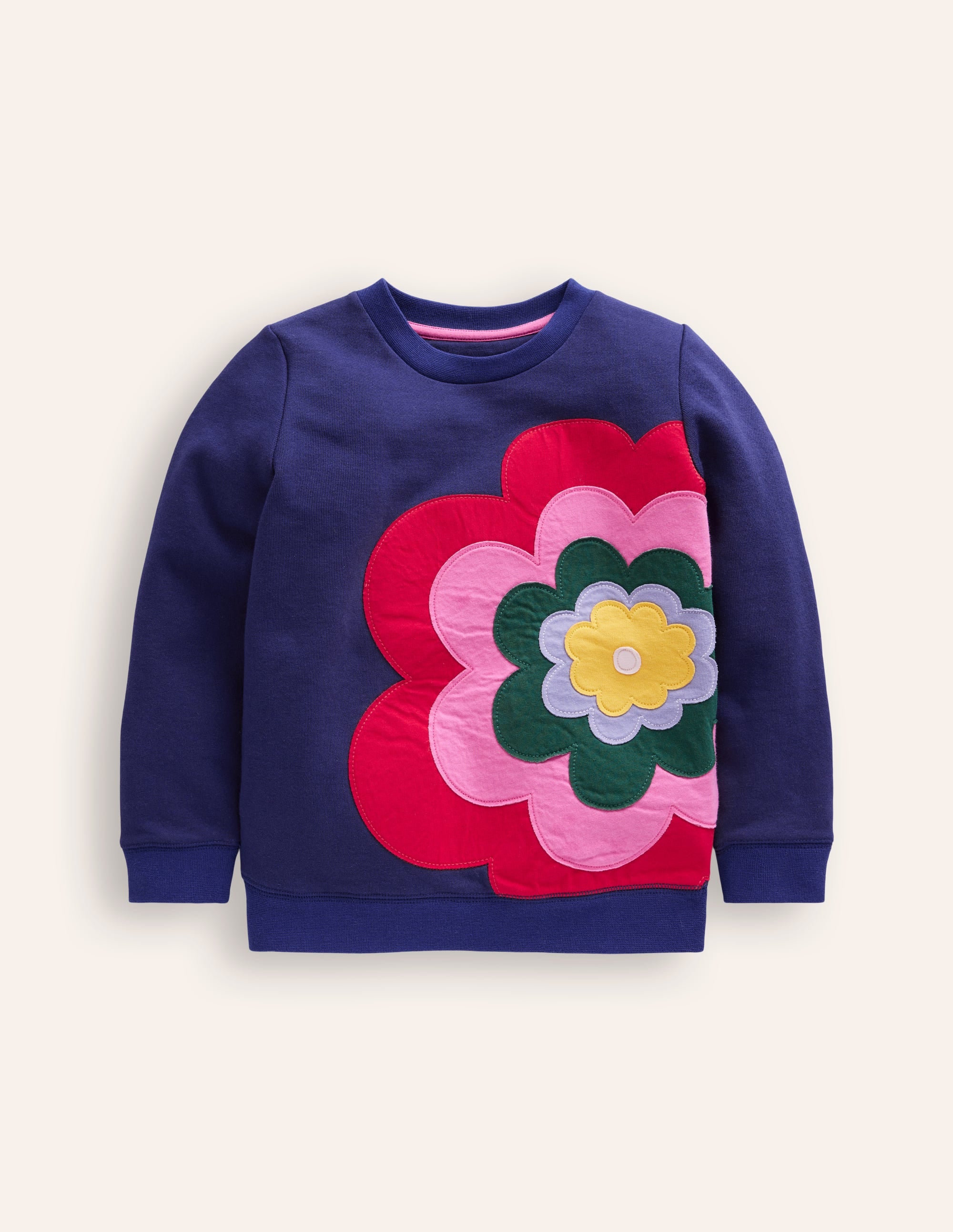 Appliqué Sweatshirt-Sapphire Blue Flower - Image 1