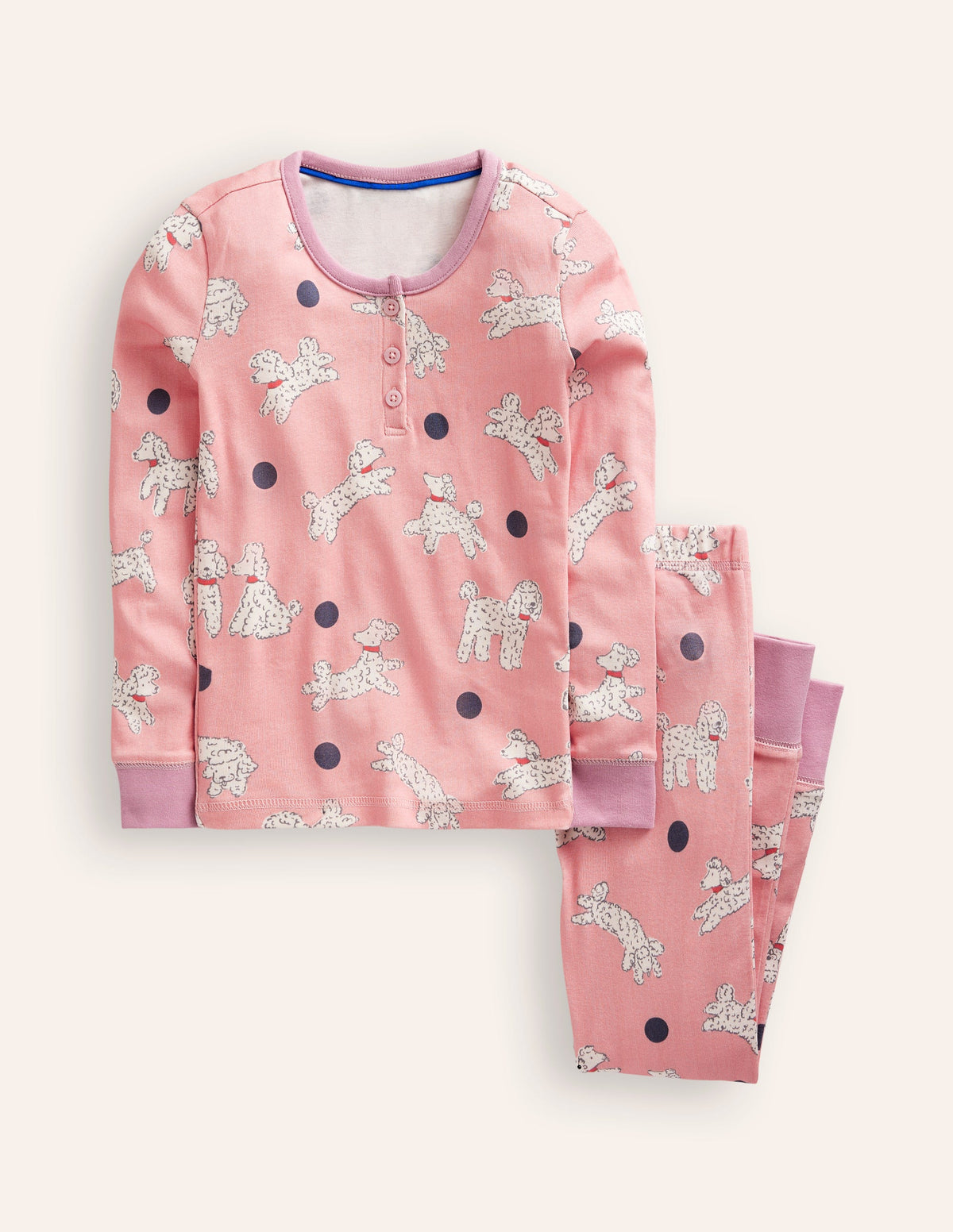 Snug Henley Pyjamas-Pink Dalmatians - Image 1