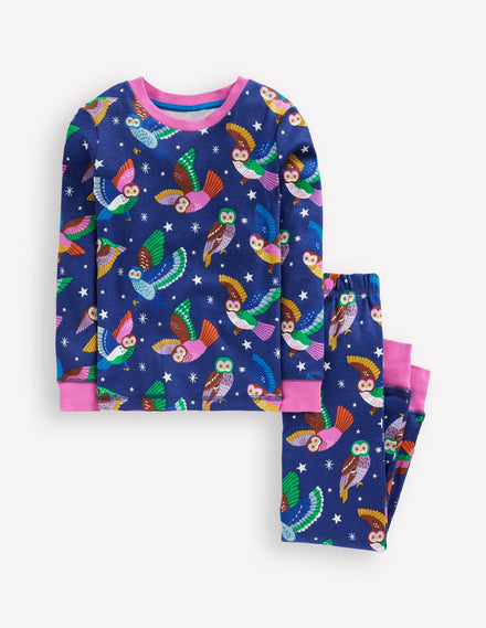 Snug Glow-In-The-Dark Pyjamas-Starboard Blue Owls