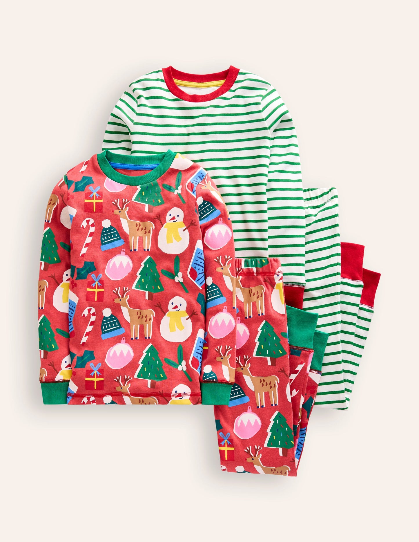 Twin Pack Snug Pyjamas -Jam Red Christmas