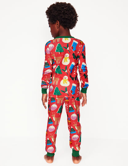 Twin Pack Snug Pyjamas -Jam Red Christmas