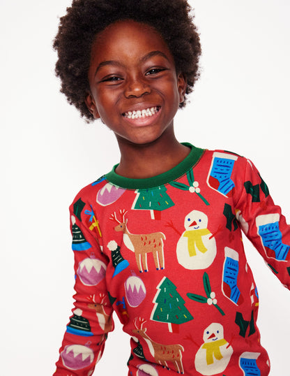 Twin Pack Snug Pyjamas -Jam Red Christmas