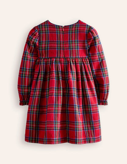 Bess Cosy Smocked Dress-Red and Blue Check