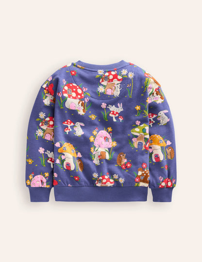 Printed Relaxed Sweatshirt-Starboard Toadstool Village