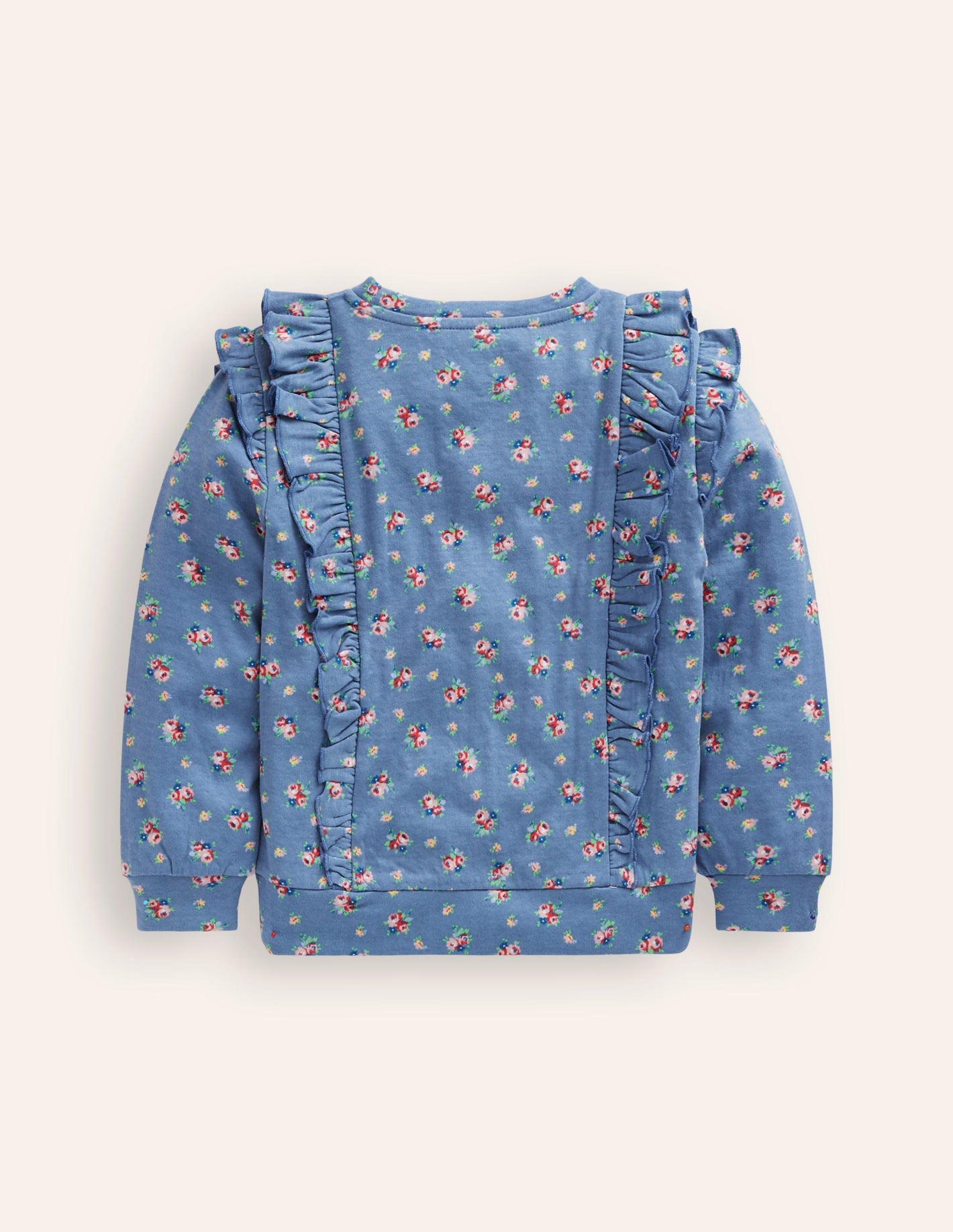 Frill Printed Sweatshirt-Bluejay Floral Bouquet