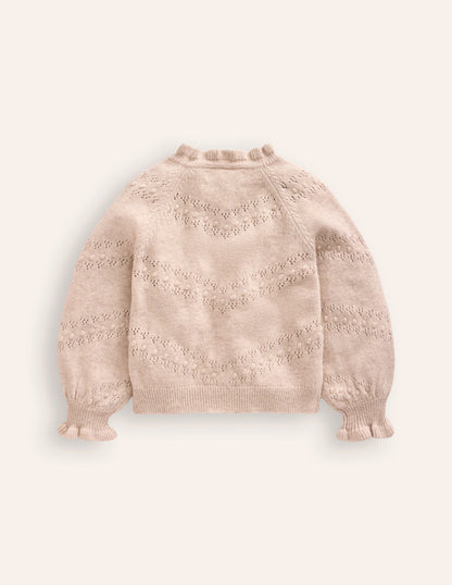 Faye Embroidered Cardigan-Ecru Marl