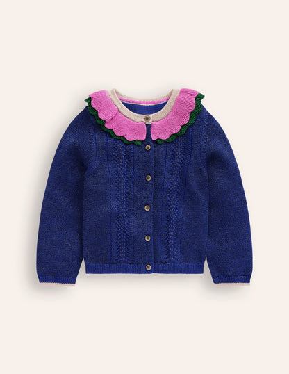 Frill Sparkle Cardigan-Navy Multi Sparkle