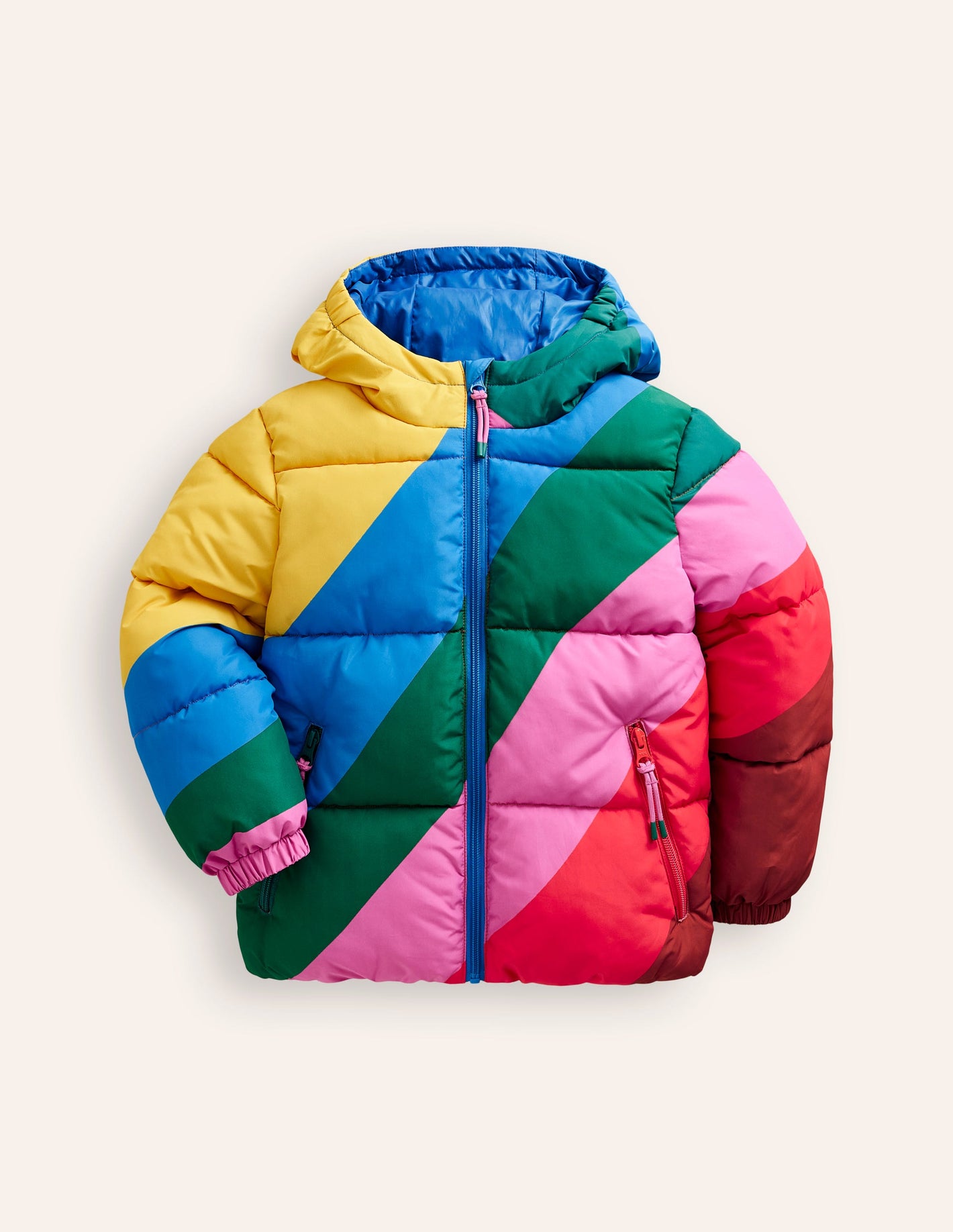 Fun Padded Coat-Rainbow Wave