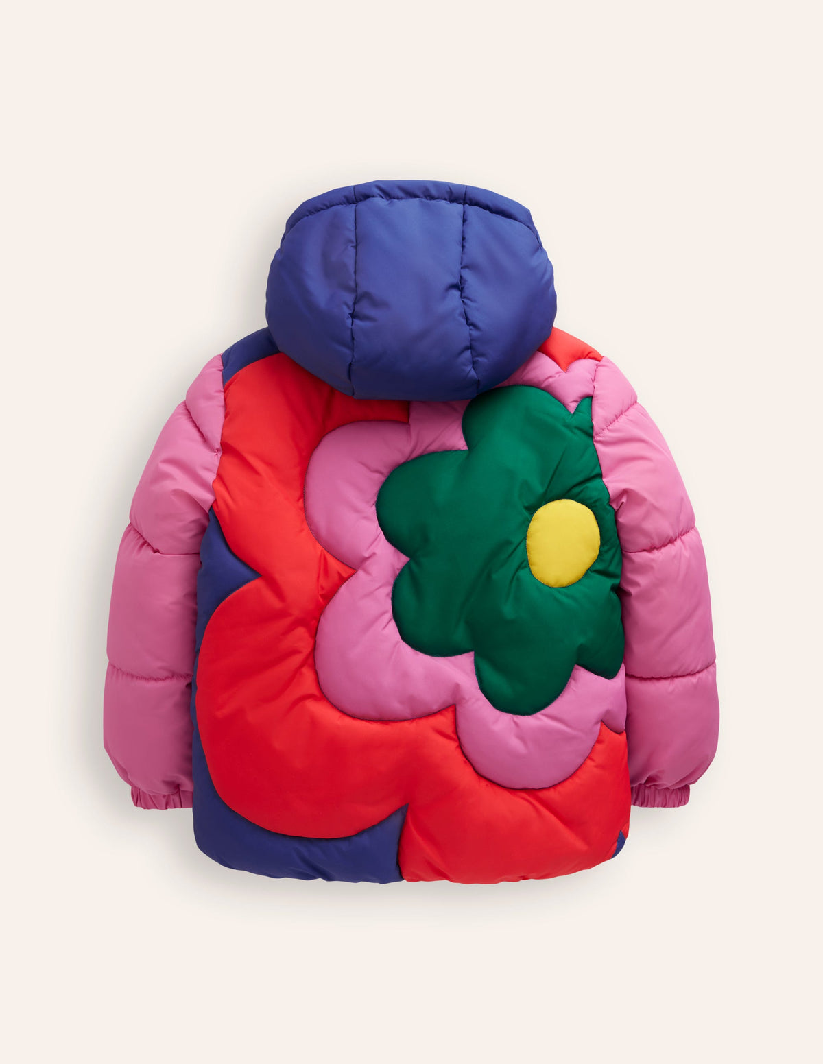 Fun Padded Coat-Colourblock Flower-2