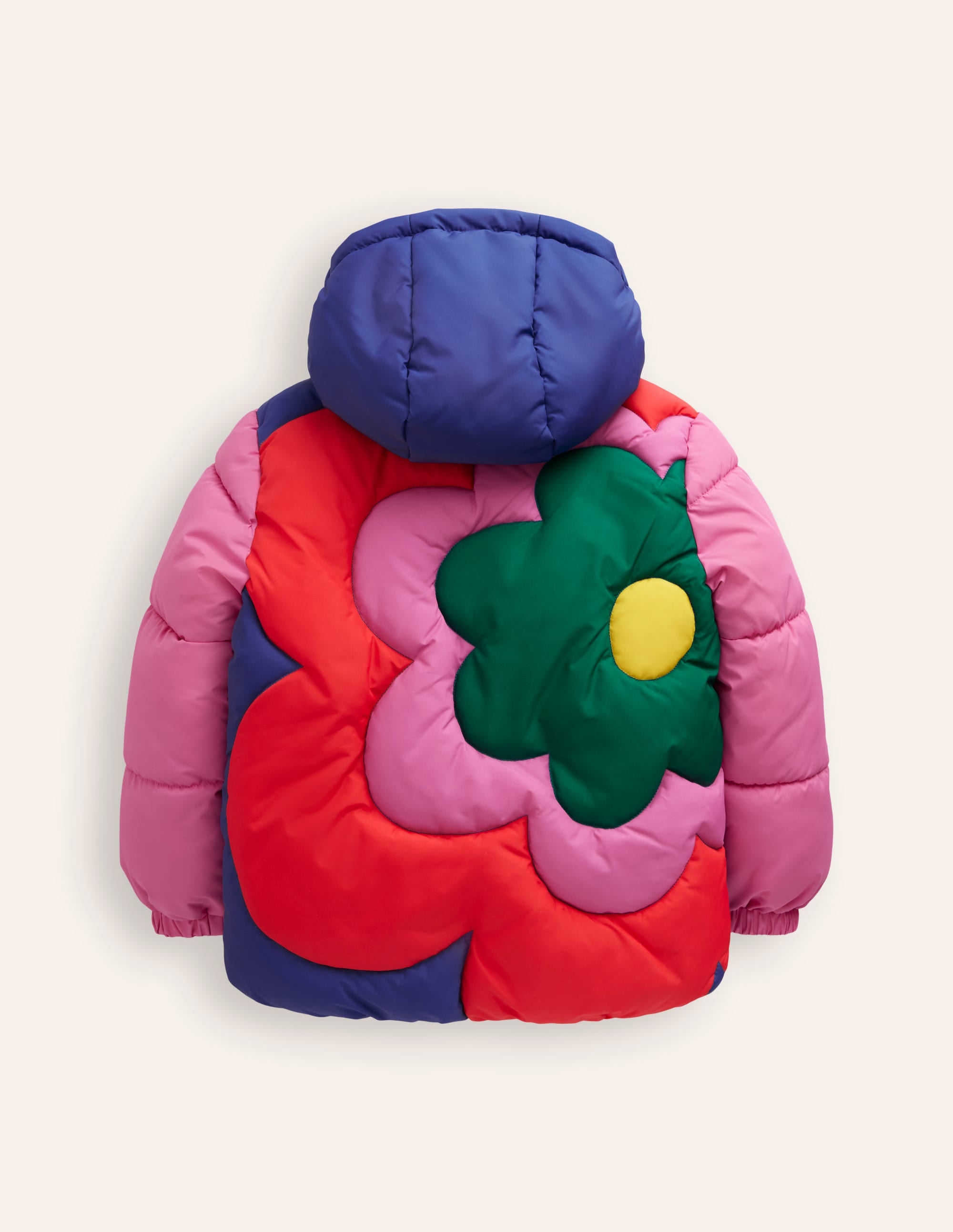 Fun Padded Coat-Colourblock Flower - Image 2
