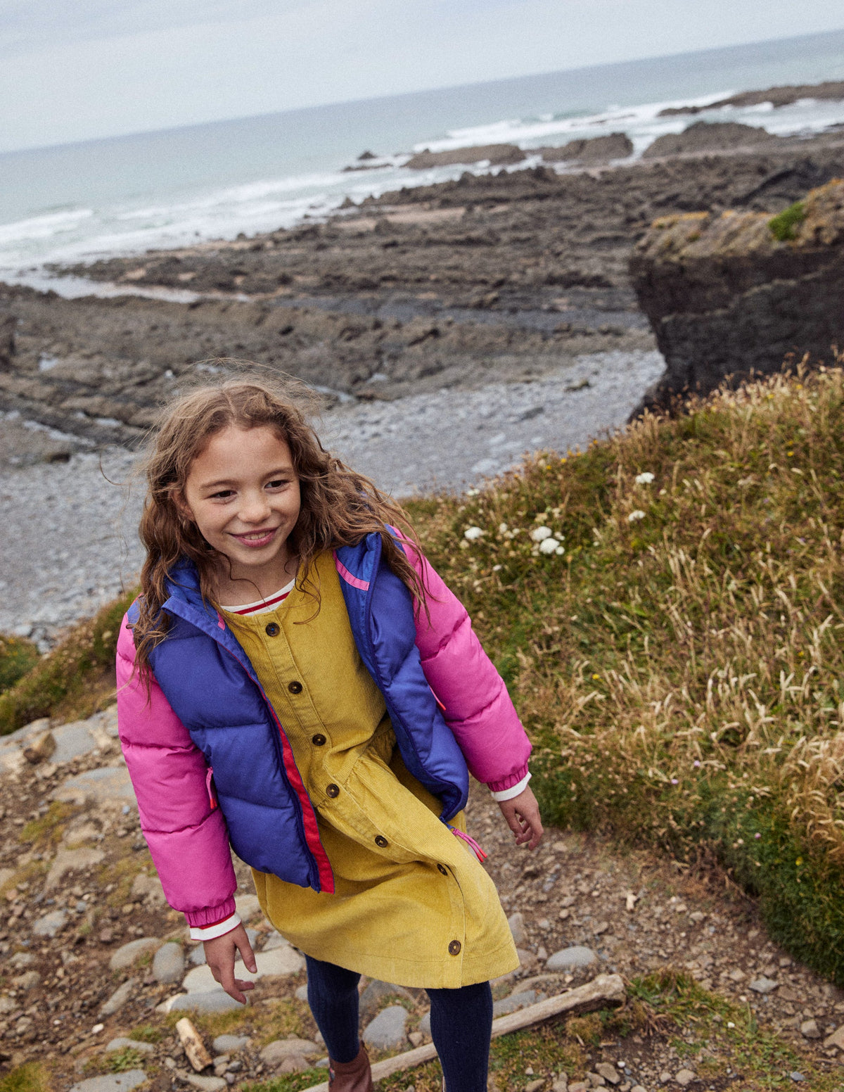 Fun Padded Coat-Colourblock Flower-6