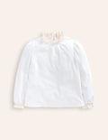 Lace Neck Jersey Blouse-Ivory