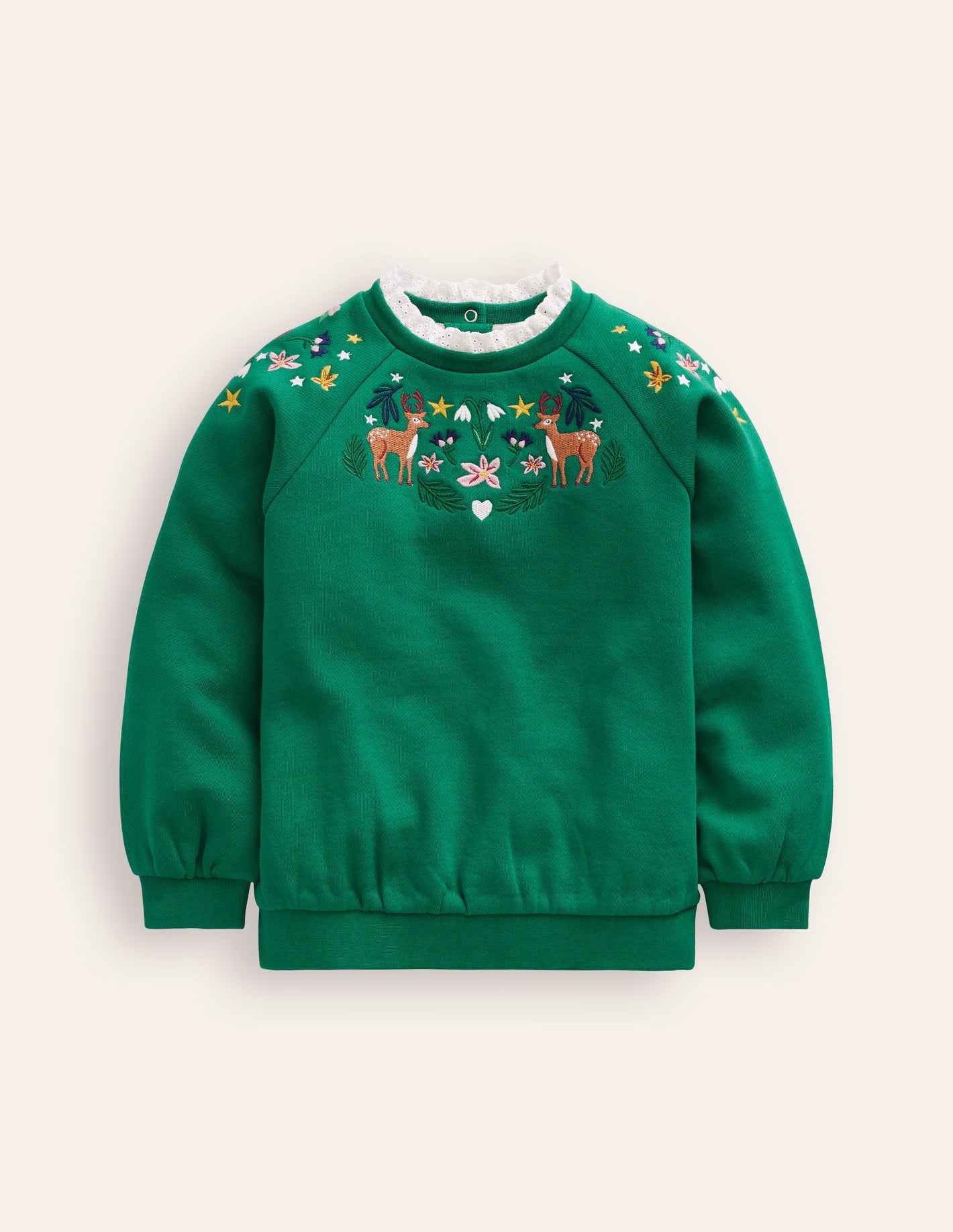 Embroidered Sweat-Jewel Green