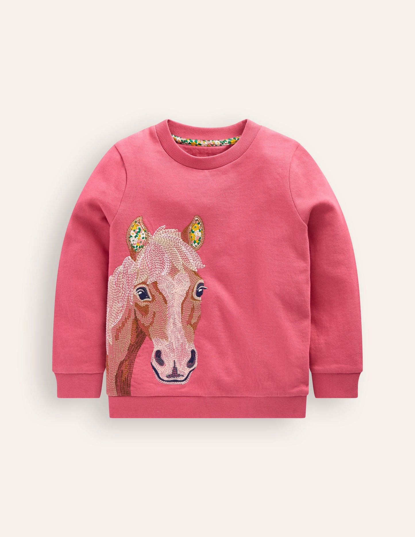 Superstitch Sweatshirt-Rose Pink Horse