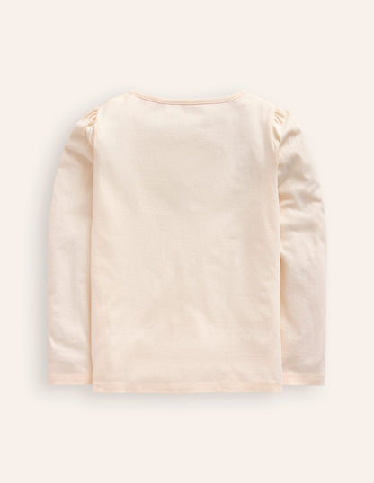 Puff Sleeve Logo Top-Vanilla White Fairy