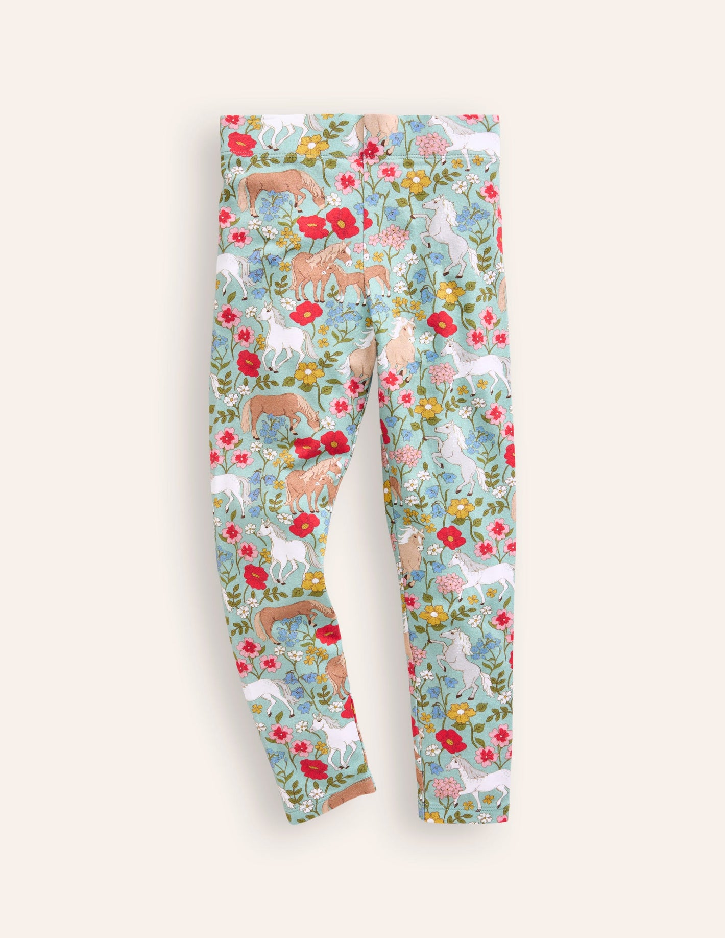 Fun Cosy Leggings-Blue Pony Floral