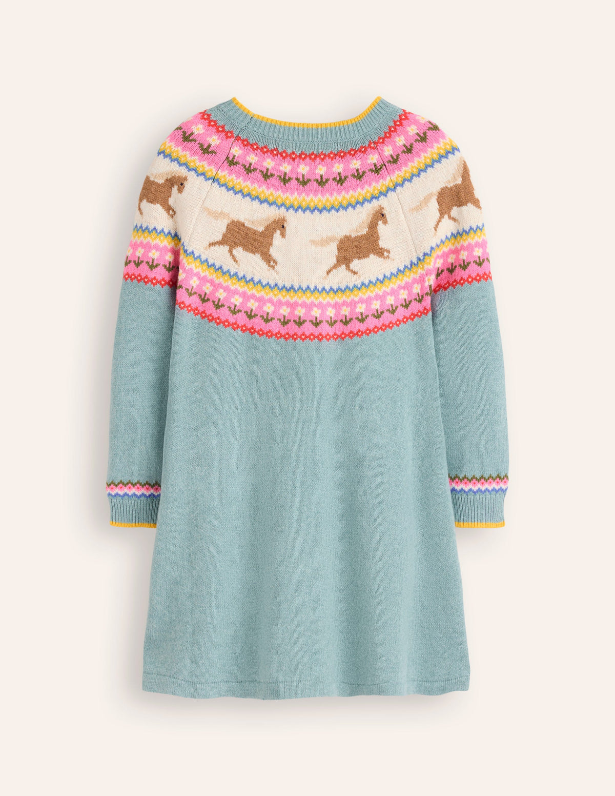 Minnie Fair Isle Jumper Dress-Seamist Marl Horses - Image 5