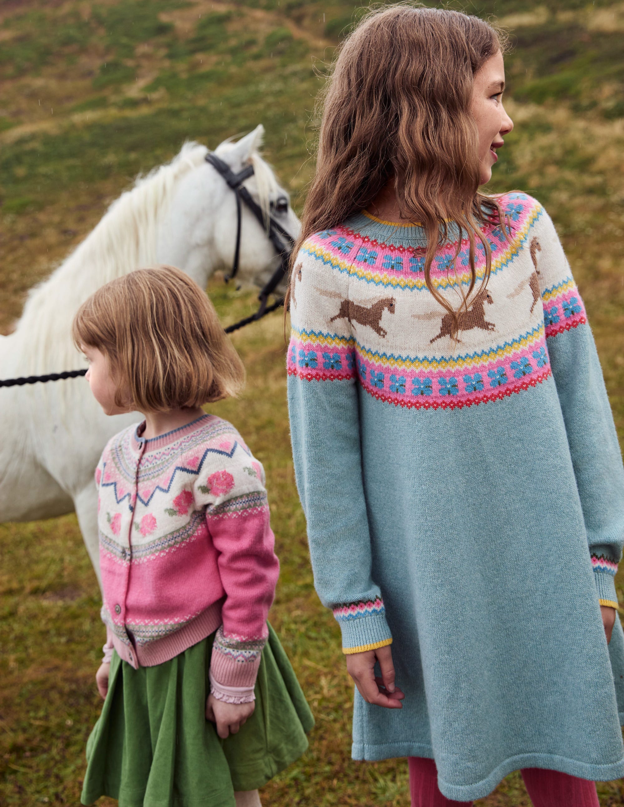 Minnie Fair Isle Jumper Dress-Seamist Marl Horses - Image 7