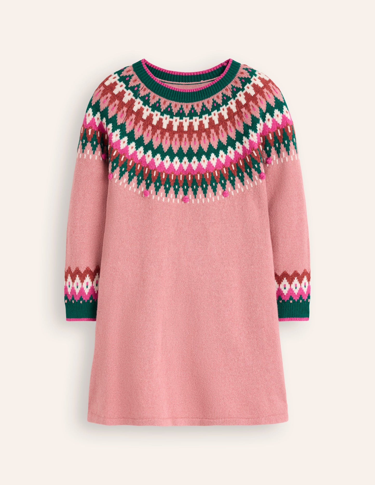 Minnie Fair Isle Jumper Dress-Vintage Pink Marl