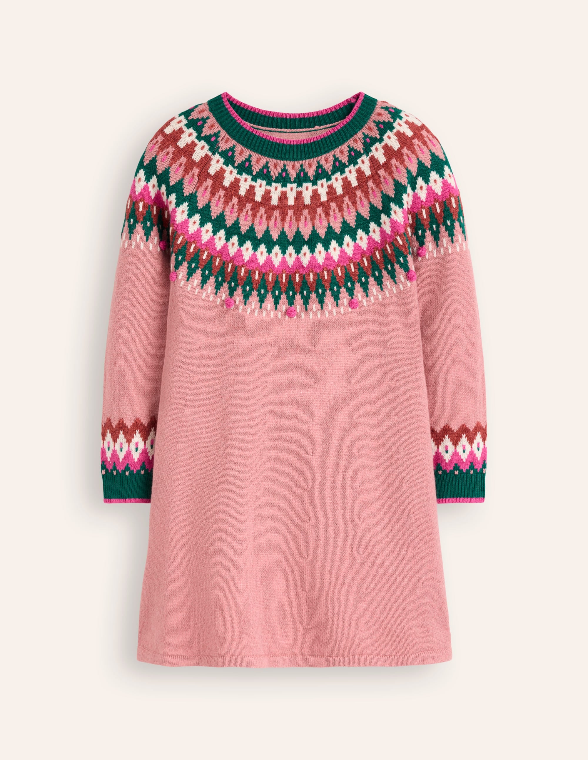 Minnie Fair Isle Jumper Dress-Vintage Pink Marl - Image 4