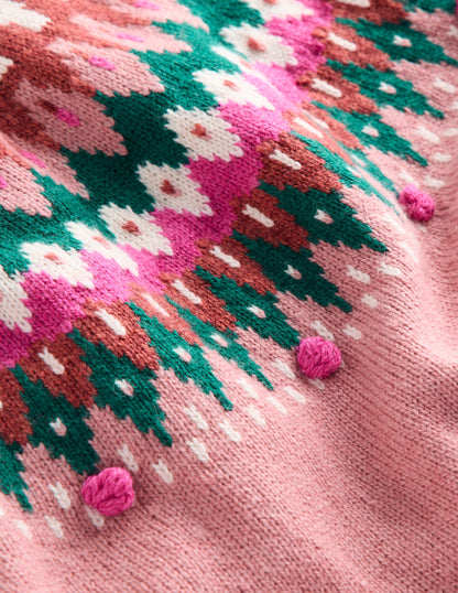 Minnie Fair Isle Jumper Dress-Vintage Pink Marl